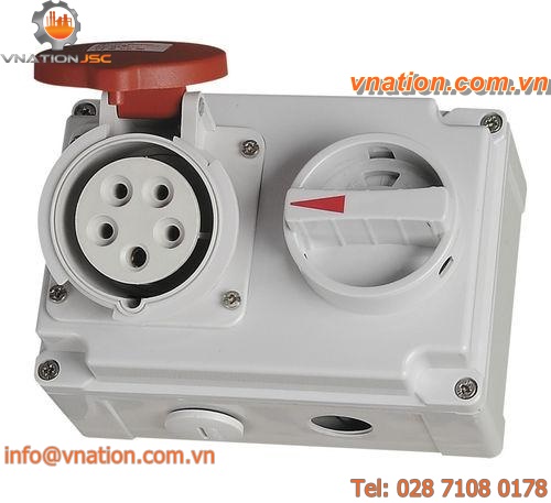 interlocked electrical outlet / wall-mounted / IP44 / DIN