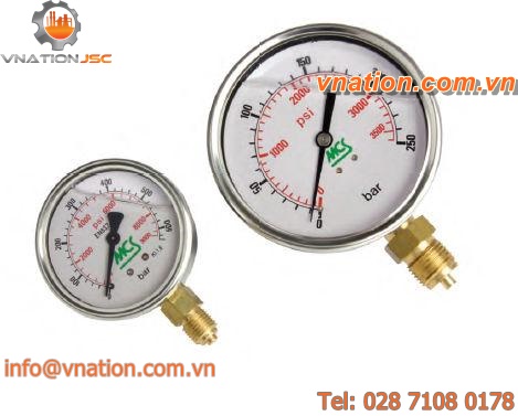 pressure gauge / liquid-filled Bourdon tube / analog / process / stainless steel