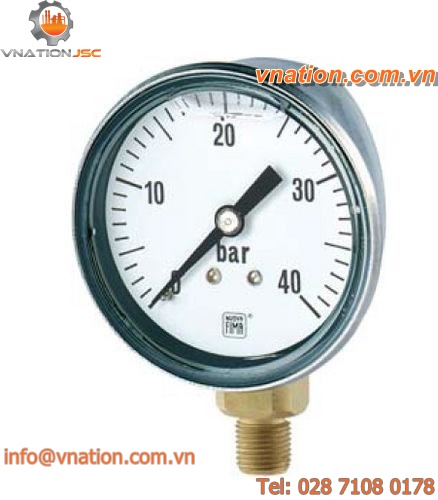 pressure gauge / liquid-filled Bourdon tube / dial / for liquids / for gas