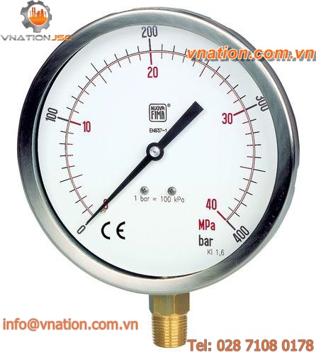 pressure gauge / Bourdon tube / analog / for liquids / for gas