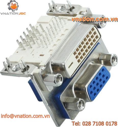 DVI connector / rectangular / screw-locked