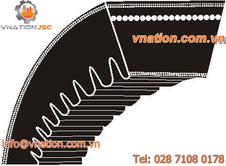 trapezoidal transmission belt / round / industrial / raw edge