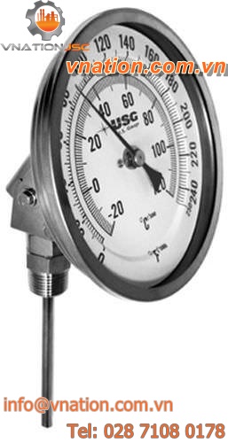 adjustable dial thermometer / bimetallic / insertion / stainless steel