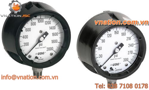 pressure gauge / liquid-filled Bourdon tube / analog / chemical-resistant / process