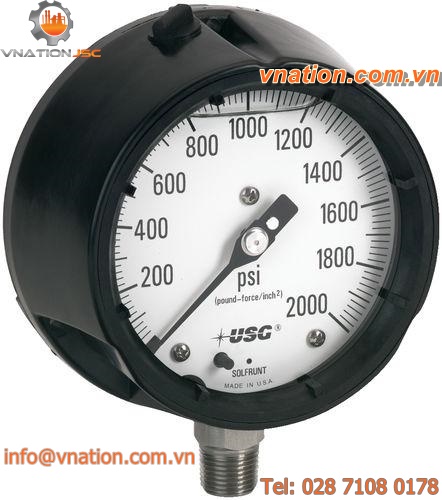 pressure gauge / liquid-filled Bourdon tube / analog / vacuum / stainless steel