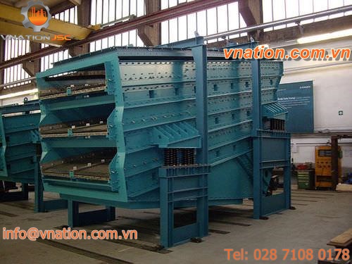 linear vibrating screener / for bulk materials