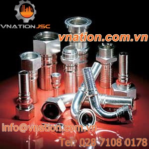 crimp fitting / straight / stainless steel / hydraulic