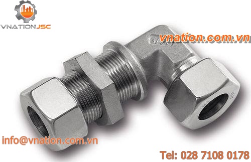 bulkhead fitting / cutting ring / 90? angle / stainless steel