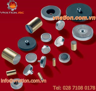 flat pot holding magnet / SmCo / with threaded insert