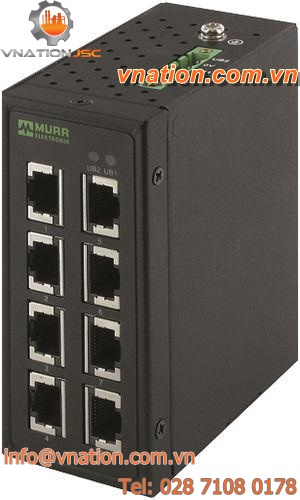 industrial network switch / unmanaged / 8 ports / DIN rail