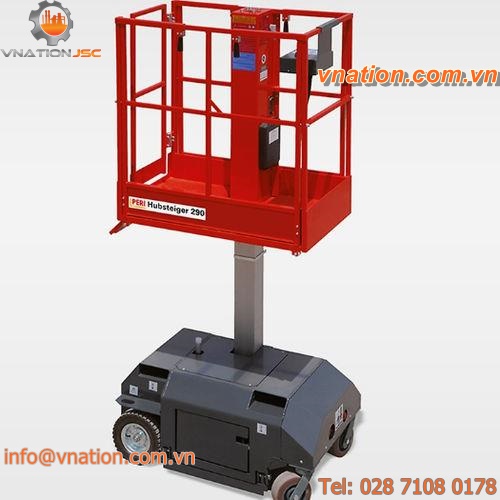 roller platform / work / lifting / with safety railing