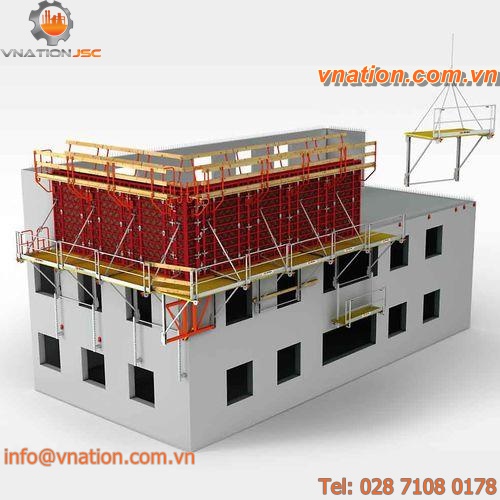 suspended platform / work / with safety railing / for formwork
