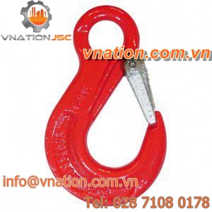 lifting hook / with eye / stainless steel / with safety latch