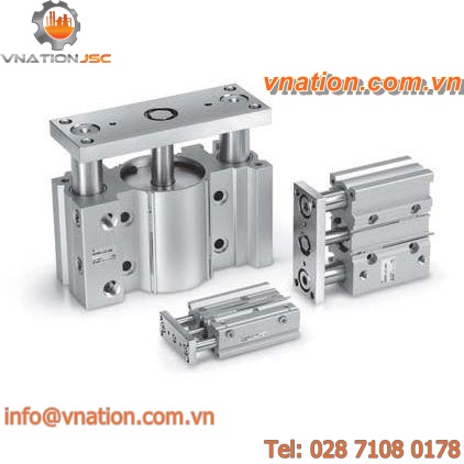 pneumatic cylinder / with guided piston rod / double-acting / compact