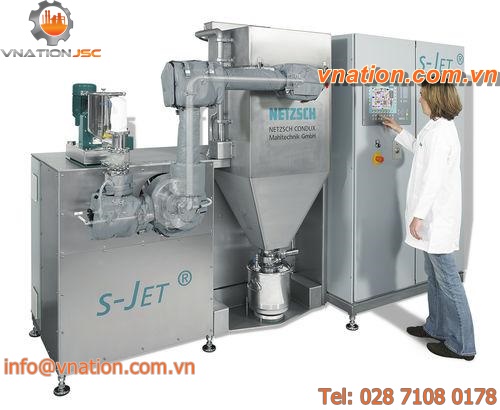 steam jet mill / waste / vertical / compact