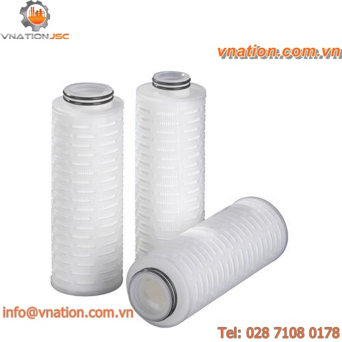 fluid filter cartridge / for micro-filtration / polypropylene / pleated