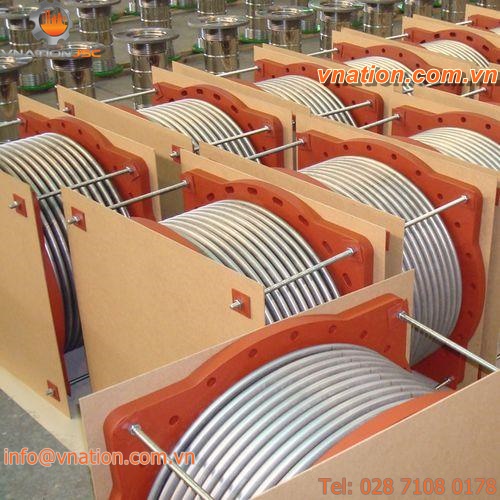 axial pipe expansion joint / stainless steel / for petroleum products / exhaust