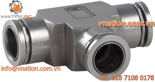 push-to-connect fitting / T / stainless steel / pneumatic