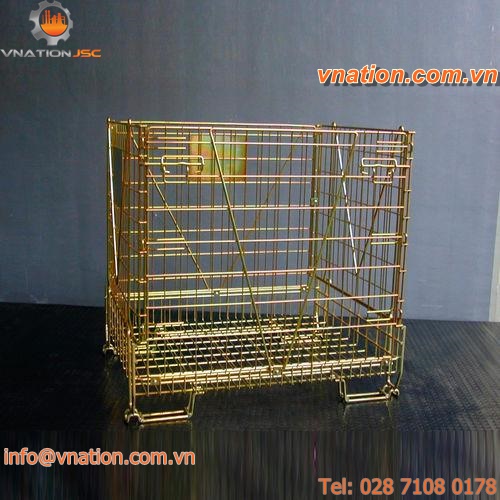 metal crate / storage / wire mesh / stacking