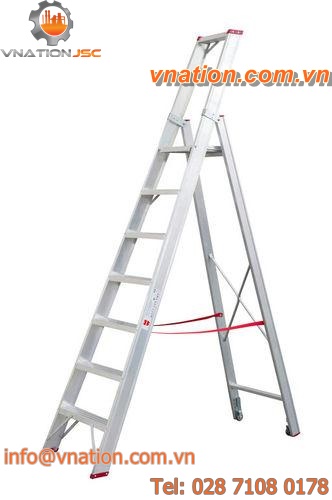 roller step ladder / aluminum / flanged-rung