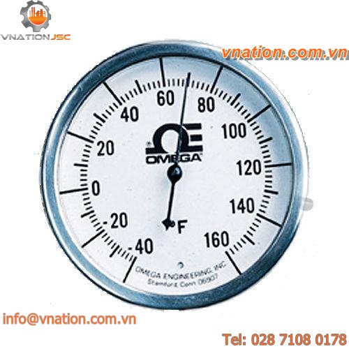 dial thermometer / probe / bimetallic / stainless steel