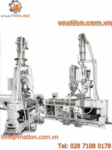 pipe extrusion line / for PVC / for foam pipe / compact