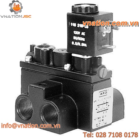 pilot solenoid valve / spring / for liquids / 4-way