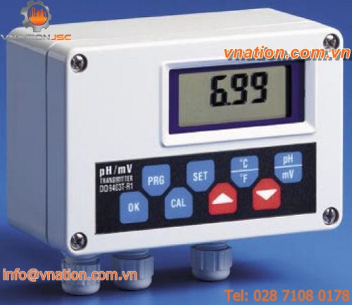 fixed pH meter / process / redox indicator / with LCD display