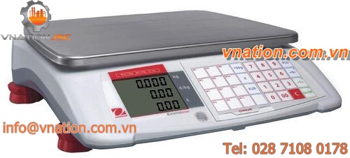 price computing scales / with LCD display / stainless steel pan / battery-powered