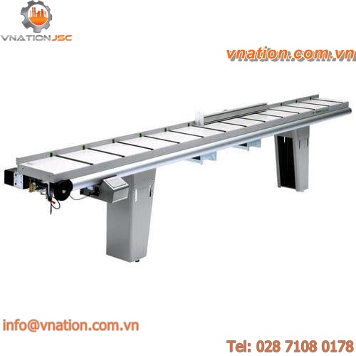 driven roller conveyor / with manual length stop positioning / horizontal / feeding
