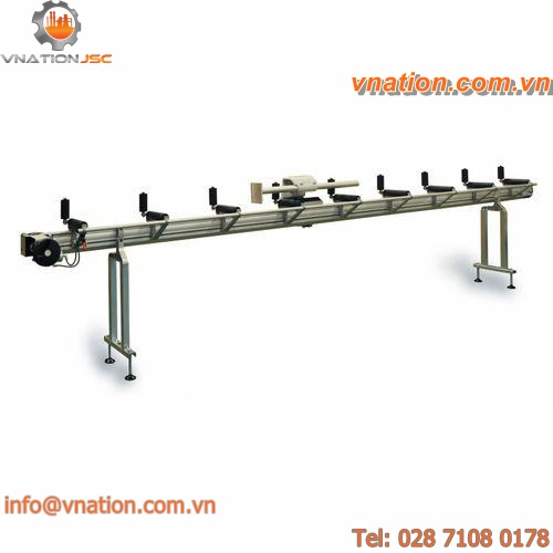 roller conveyor / with manual length stop positioning / horizontal / feeding