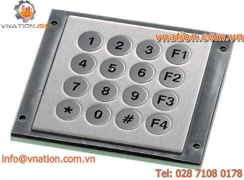 16-key keypad / built-in / stainless steel / IP65