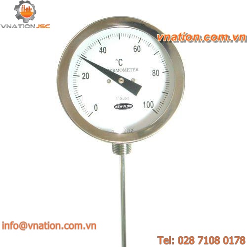 dial thermometer / bimetallic / insertion / stainless steel
