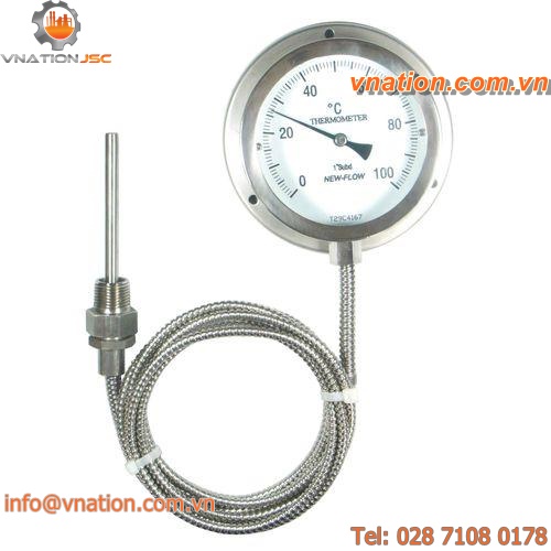 dial thermometer / gas / flange / stainless steel