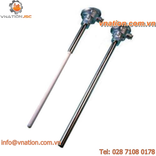 type K thermocouple temperature probe / with thermocouple output / threaded / with flange