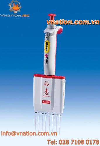 manual adjustable-volume pipette / 12-channel / 8-channel / borosilicate glass