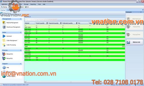 warehouse management (WMS) software / storage system management / real-time