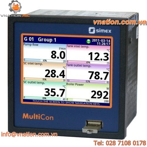 temperature data-logger / multi-channel / Modbus / with touch screen