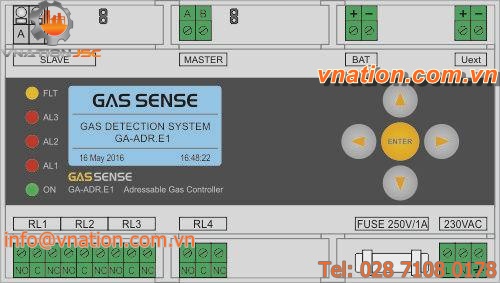 addressable gas detection control unit / for DIN rail mounting / programmable / S-Bus protocol