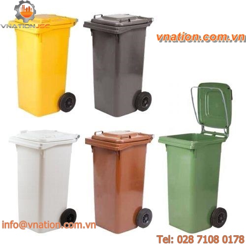 plastic waste container / for urban waste / with lid / mobile