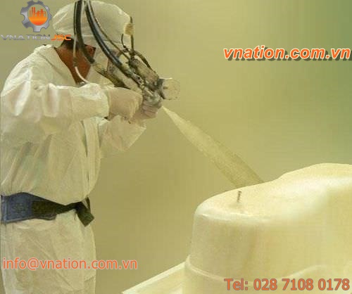 resin spraying unit / fiberglass / low-pressure / simultaneous