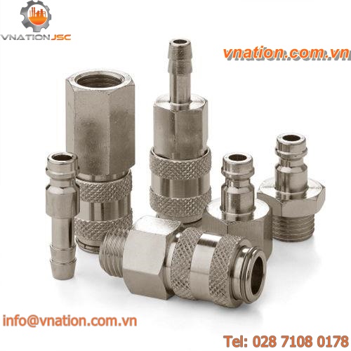 barbed fitting / straight / nickel-plated brass / pneumatic