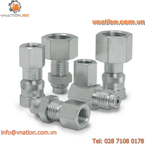 screw fitting / bulkhead / straight / zinc-plated steel