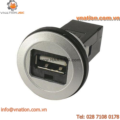 USB connector / circular / flange / built-in