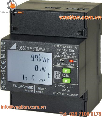 electric energy meter / DIN rail / with LCD display