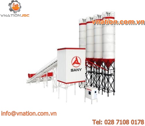 stationary concrete mixing plant / horizontal / continuous