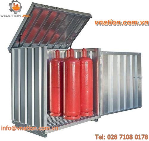 security storage container / galvanized steel / for gas bottles / hazardous goods