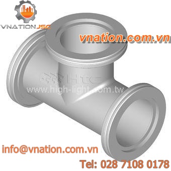 flange fitting / T / stainless steel / for vacuum