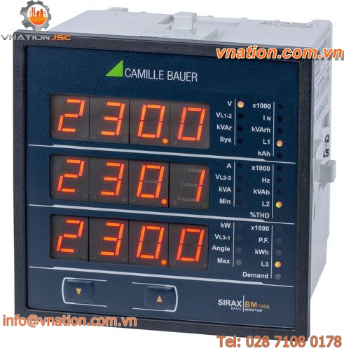energy measuring device / power / with integrated screen / industrial