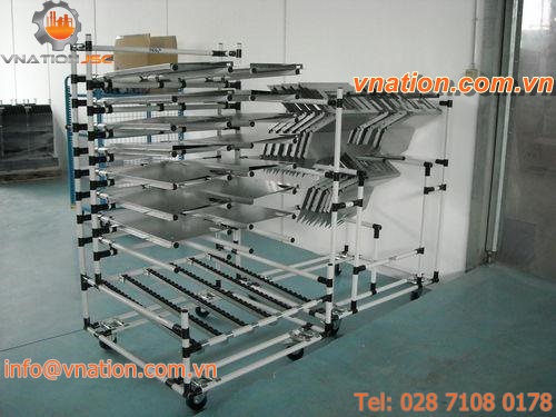 handling cart / shelf / multipurpose / free roller